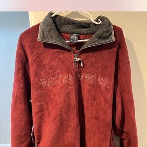 Nautica Red and Gray Zip Up Sweater
